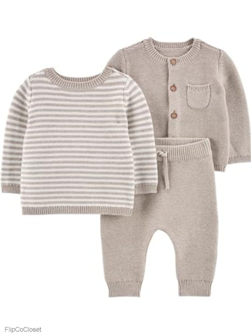 Baby 3-Piece Sweater Set with Knit Pants and Cardigan